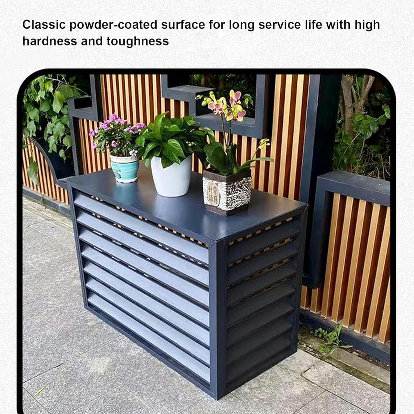 Outdoor air conditioner screen,Mini Split Air Conditioner Cover for Outside Units,Shelf Plant Stand,Outdoor AC Unit Cover,Noise Reduction,suitable for outdoor(Color:Gray,Size:110*60*80cm/43*
