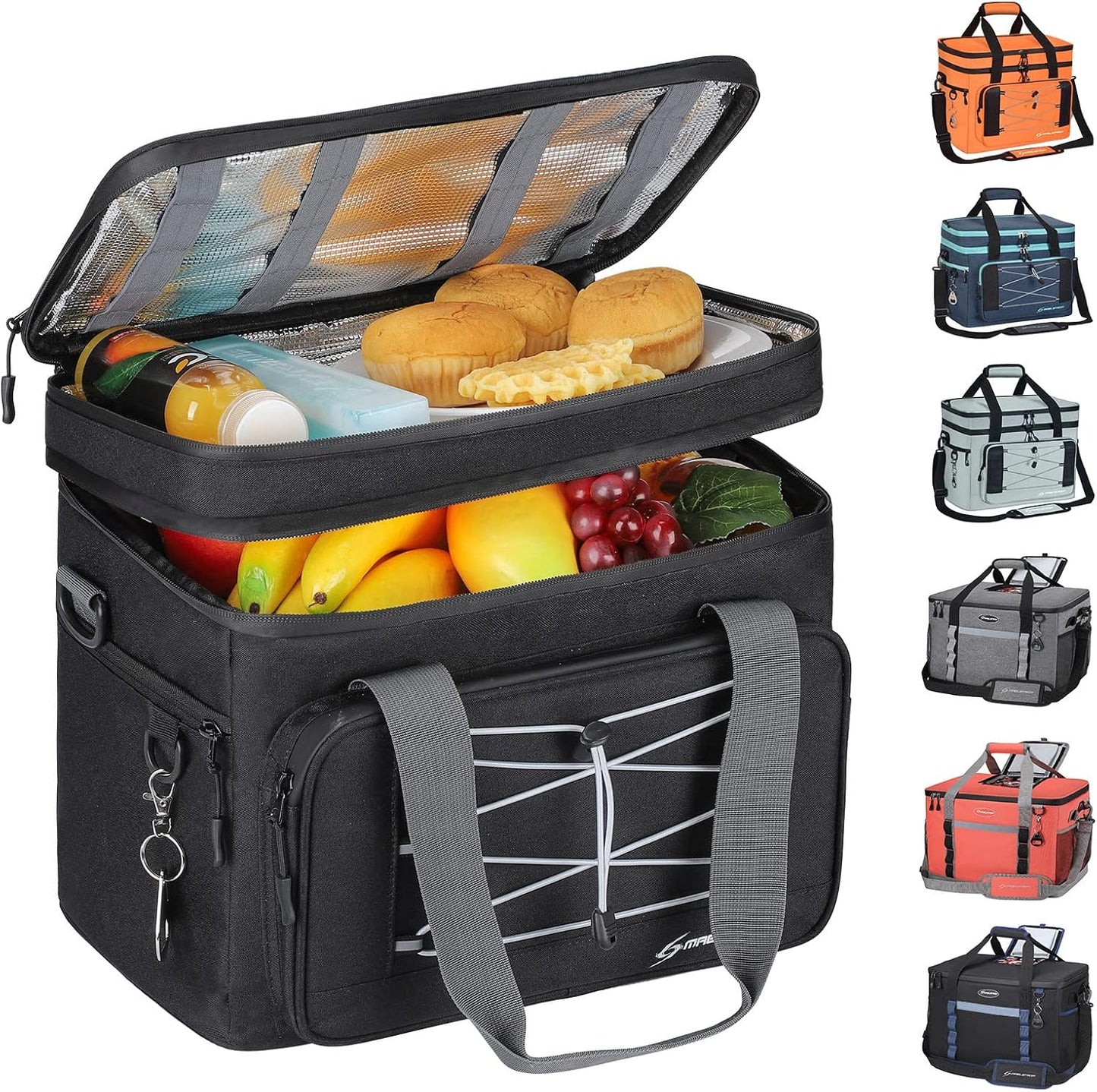 MacSports Collapsible Outdoor Utility Wagon with Folding Table and Drink Holders, Gray and Maelstrom Soft Beach Cooler Bag, Portable Collapsible Soft Sided 30 Cans Leakproof Camping Travel Lunch Cooler Bag for Grocery Shopping,Kayaking