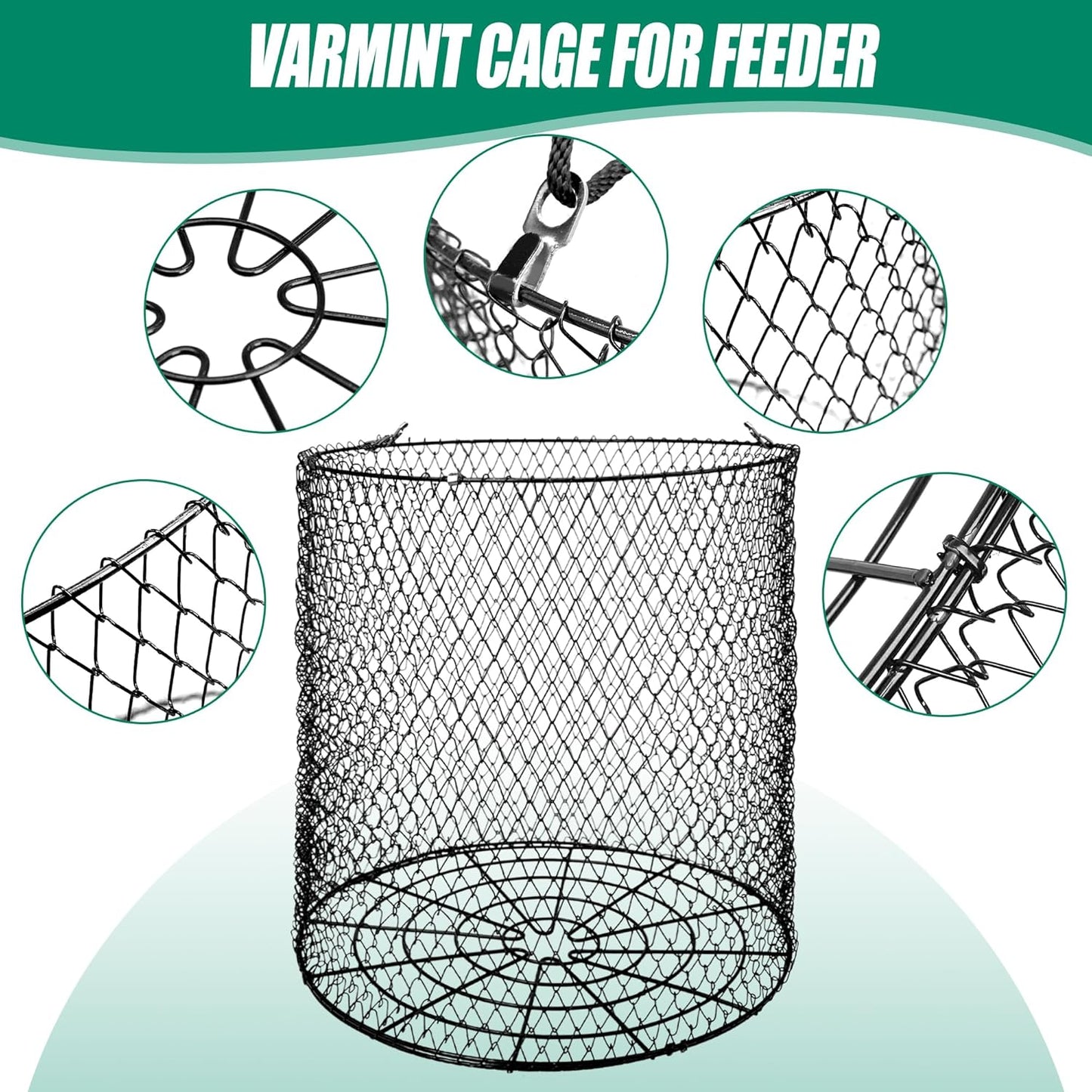 Foldable Deer Feeder Varmint Guard, 13x12 in Stainless Steel Deer Feeder Protective Guards Cage for Outdoor Fores, Keep Raccoon Squirrels Birds Away from Your Feeder