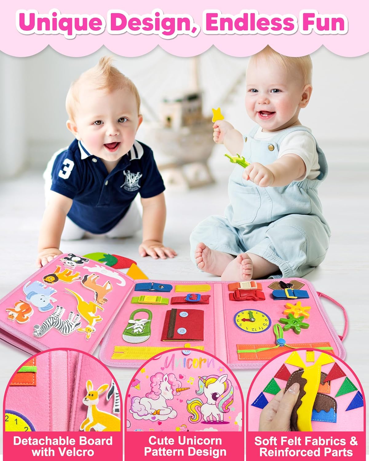 Exorany Busy Board Montessori Toys for Toddler Girl Birthday Gifts, Bu