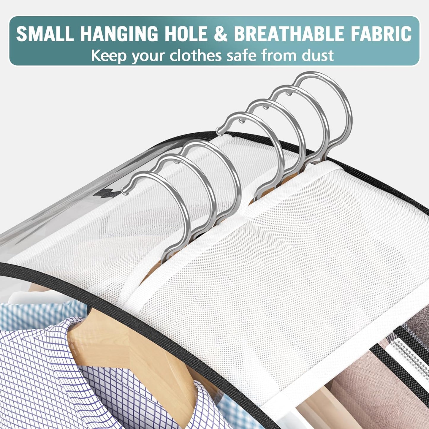 Clear Garment Bags for Hanging Clothes 10” Gusseted, Suit Bags for Closet Storage, Hanging Plastic Clothes Cover for Coat, Dress, Fur, Shirt, 4 Pack, 40” Long