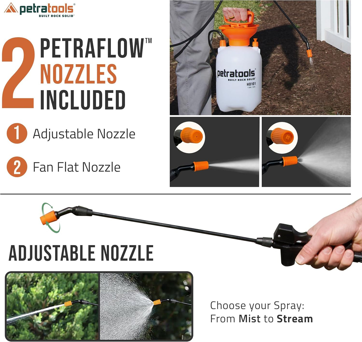 Petratools 1 Gallon Pump Sprayer – HD101 Garden Sprayer for Weeds, Law