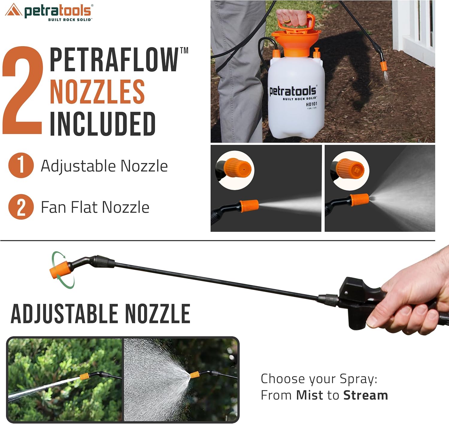 Petratools 1 Gallon Pump Sprayer – HD101 Garden Sprayer for Weeds, Law