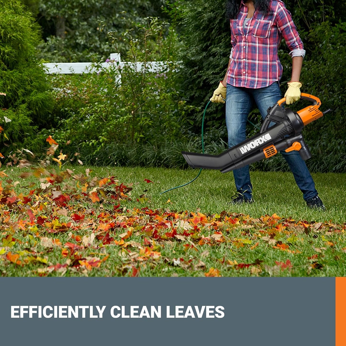 WORX Trivac 3 in 1 Electric Leaf Blower for Lawn Care, Leaf Vacuum wit