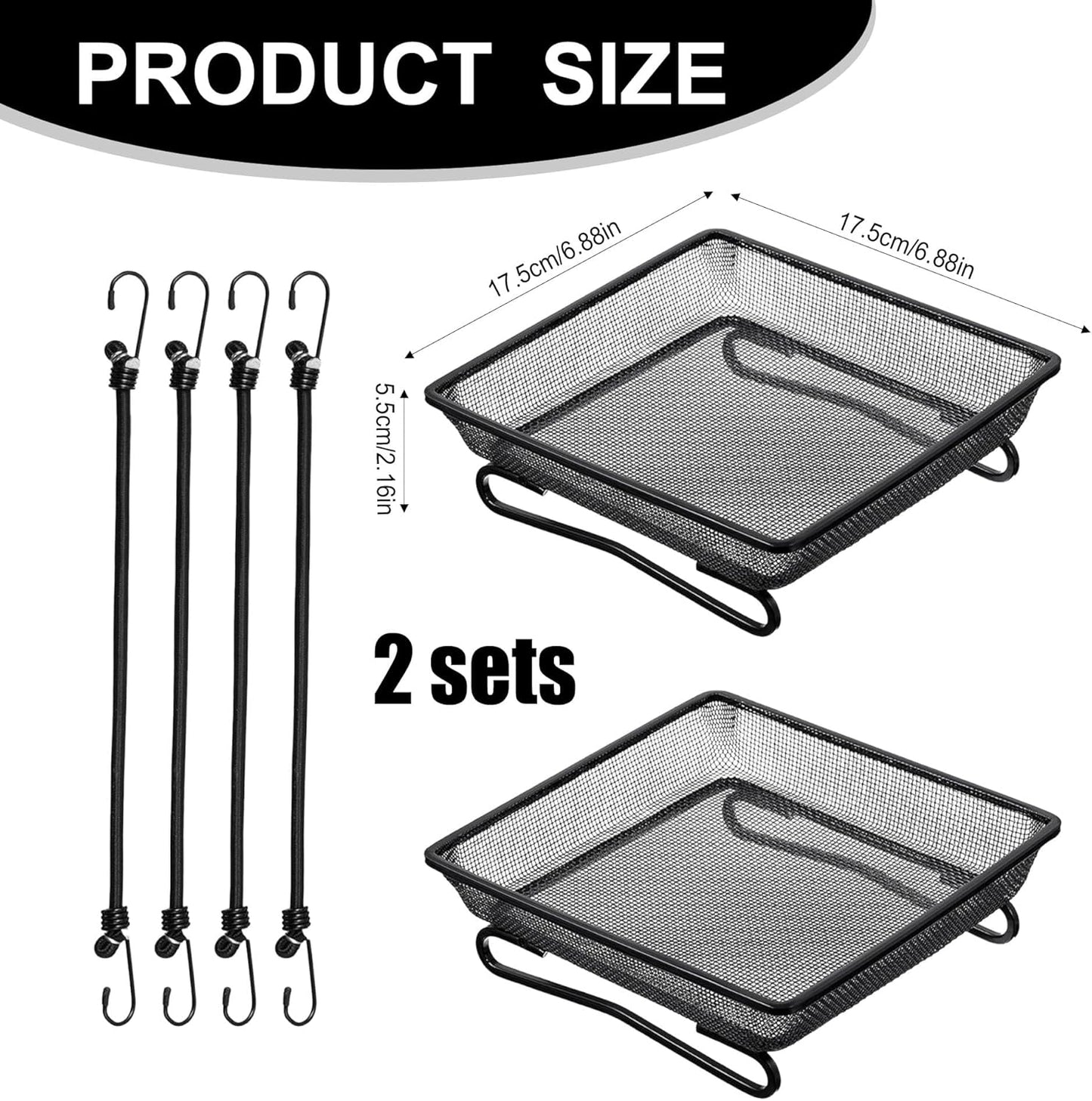 2 Pcs Deck Railing Bird Feeder Tray for Balcony 7 x 7 x 2 Inch Compact