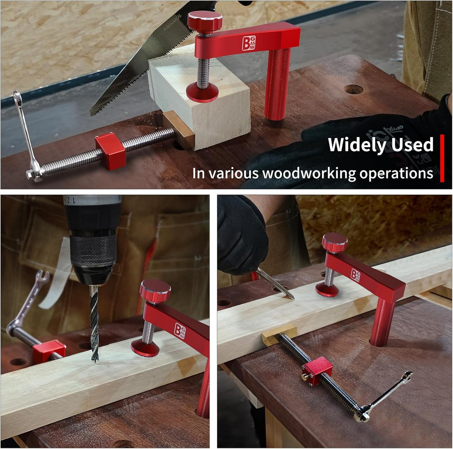 Bench Dogs Clamp Set, Woodworking Clamps with 4 Bench Dogs for 3/4 Inc