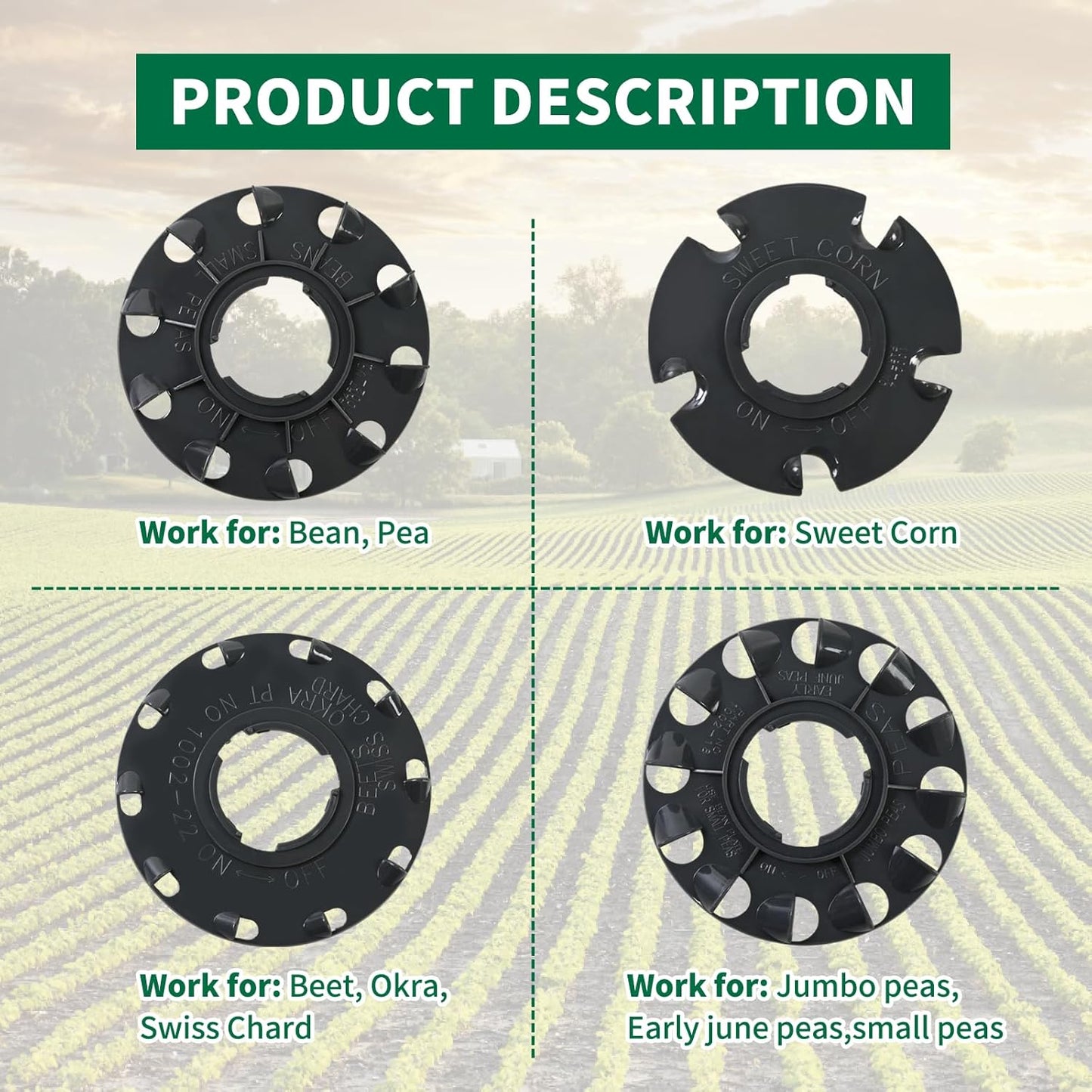 60009 Set 6 Standard Seed Plates Compatible with Earthway 1001-B Seede