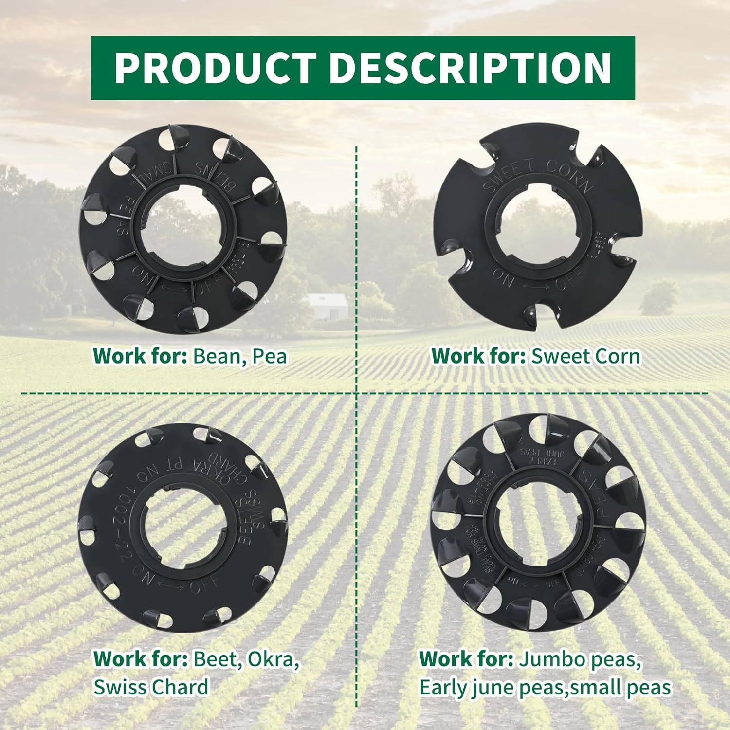 60009 Set 6 Standard Seed Plates Compatible with Earthway 1001-B Seede