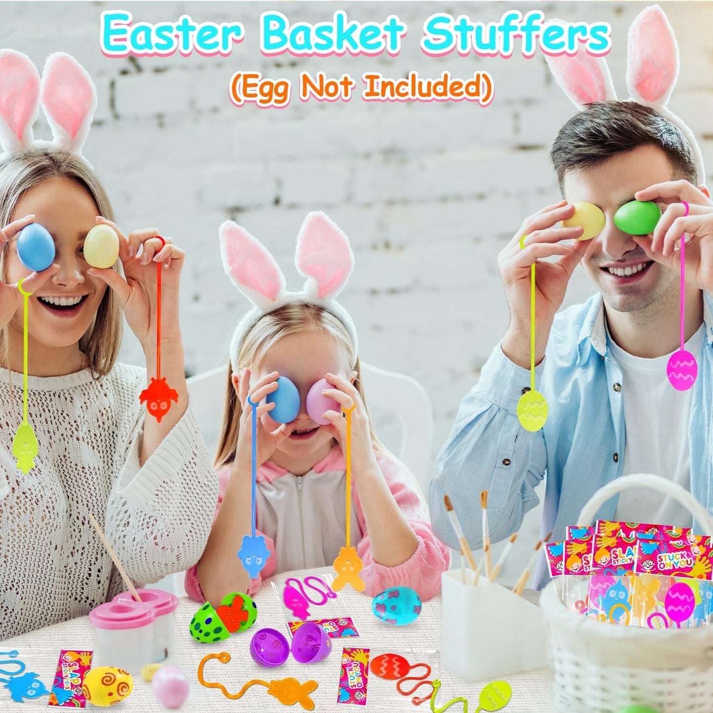 Non Candy Easter Egg Fillers for Kids 28 Pack, Easter Sticky Hands Toys Gifts Basket Pinata Stuffers for Toddlers, Mini Spring Party Favors Egg Hunt Supplies Goodie Treat Bag Prize for Boys Girls