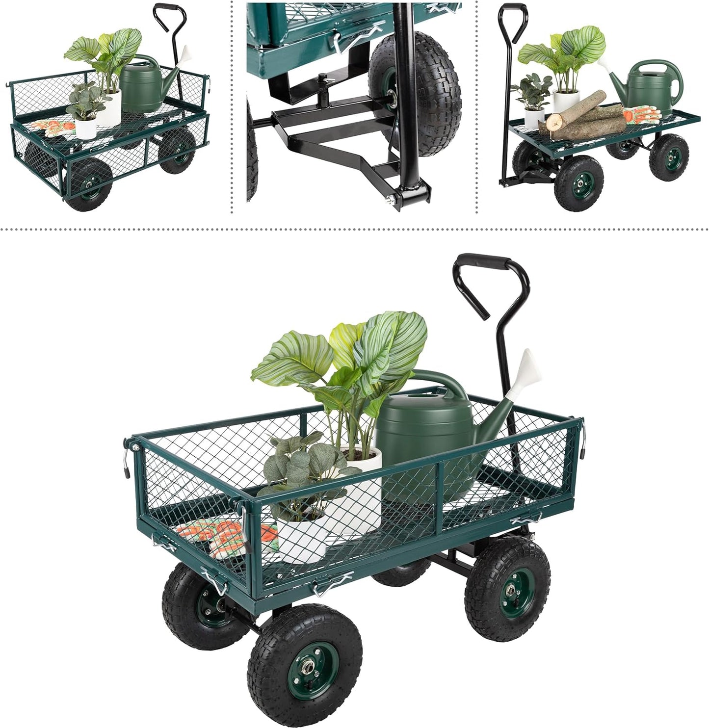 Garden Cart - Rolling Wagon Cart with 650lb Weight Capacity, All-Terra
