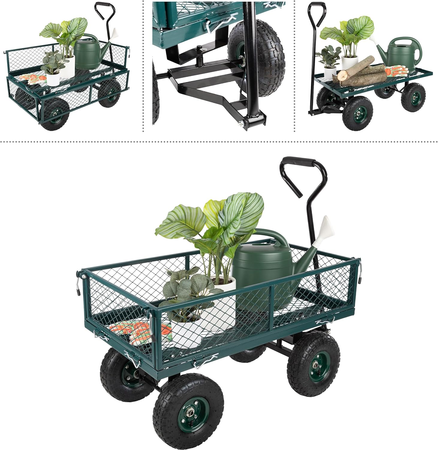 Garden Cart - Rolling Wagon Cart with 650lb Weight Capacity, All-Terra