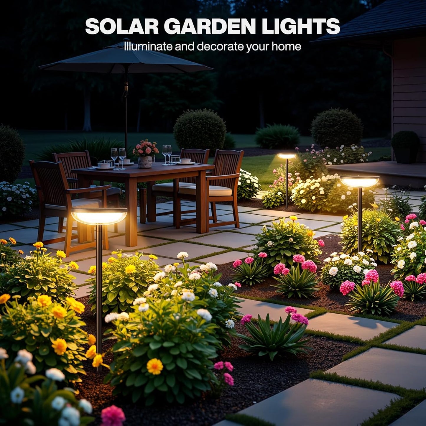 Solar Pathway Lights Outdoor, 6 Pack Tall Solar Garden Lights Outdoor 