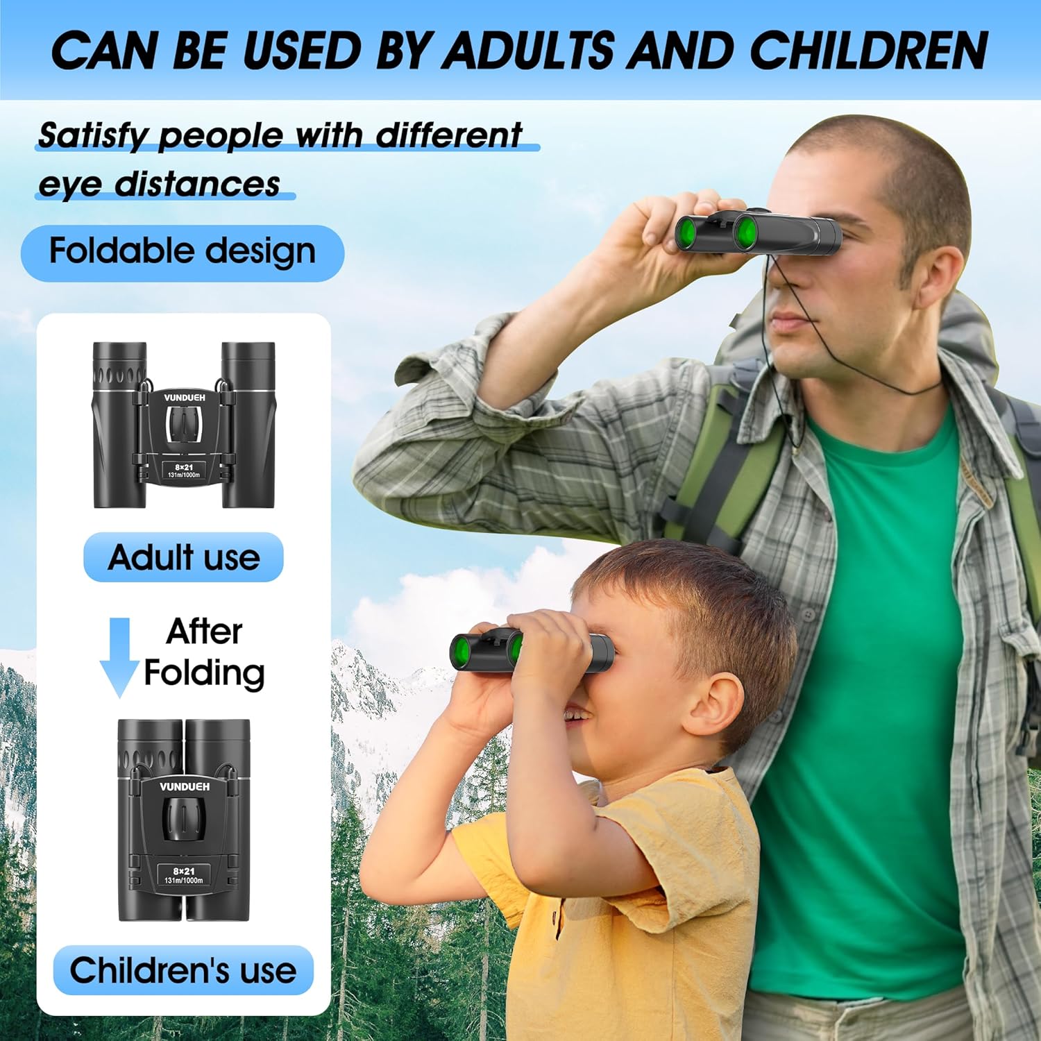 Mini Compact Binoculars for Adults and Kids - Waterproof High Powered 