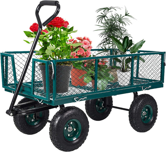 Heavy Duty Steel Garden Cart with Removable Sides, 550 lbs Capacity Ut