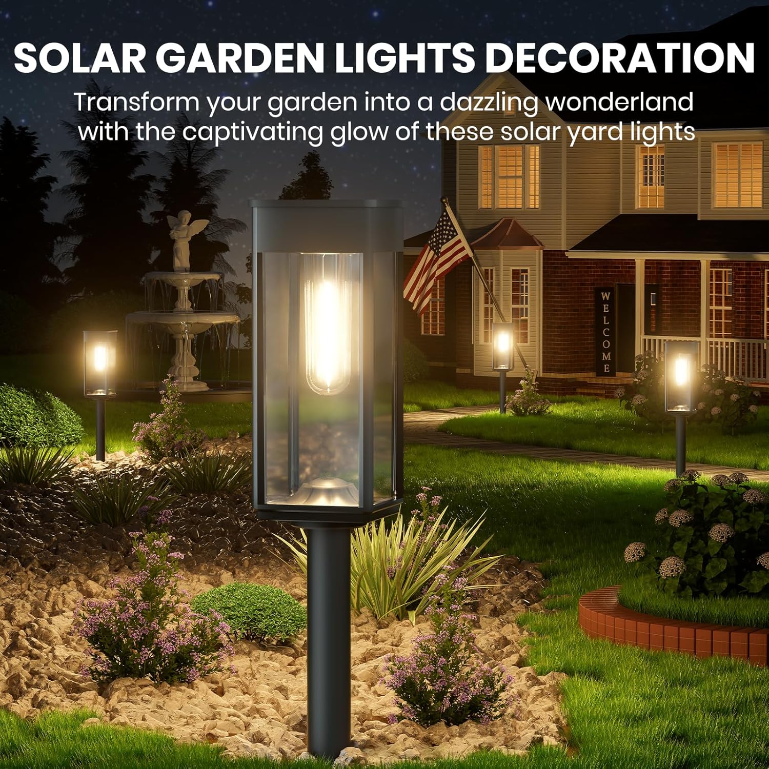 Bright Solar Pathway Lights Outdoor Waterproof IP65, 8 Pack Auto On/Of
