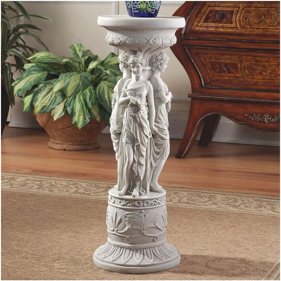 Design Toscano KY992 Chatsworth Manor Neoclassical Pedestal Column Plant Stand, Antique Stone