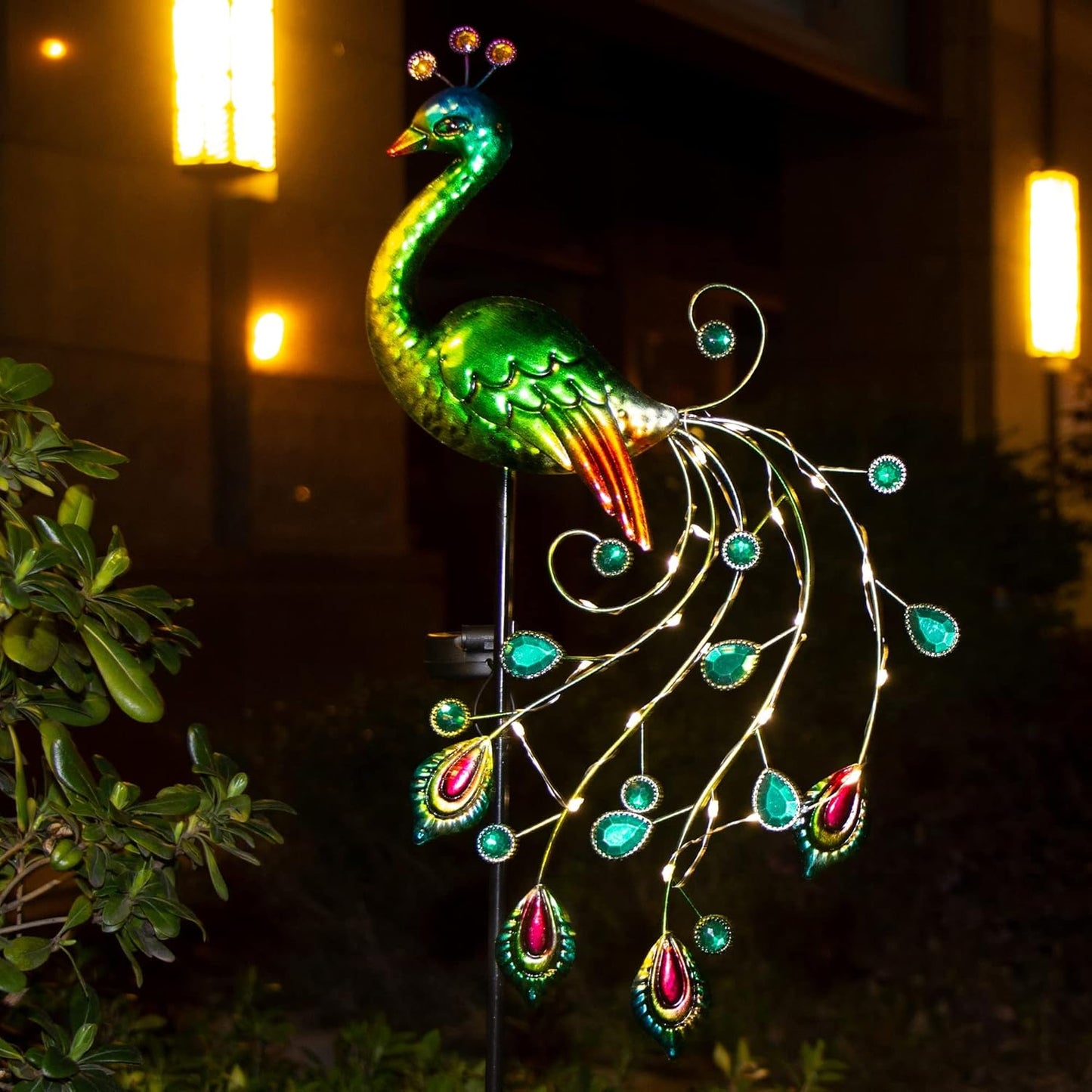 Glintoper Solar Garden Lights, 39 Inch Height Outdoor Metal Peacock De