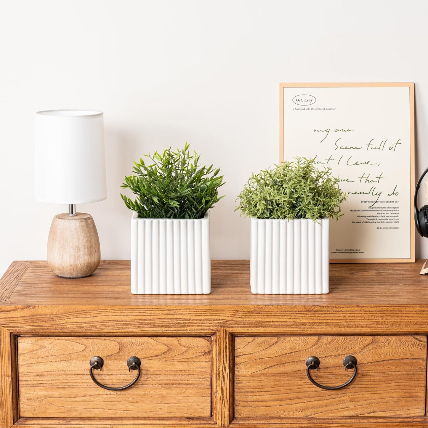 MyGift 6.3 Inch Square Vintage White Ceramic Succulent Planter Pot wit