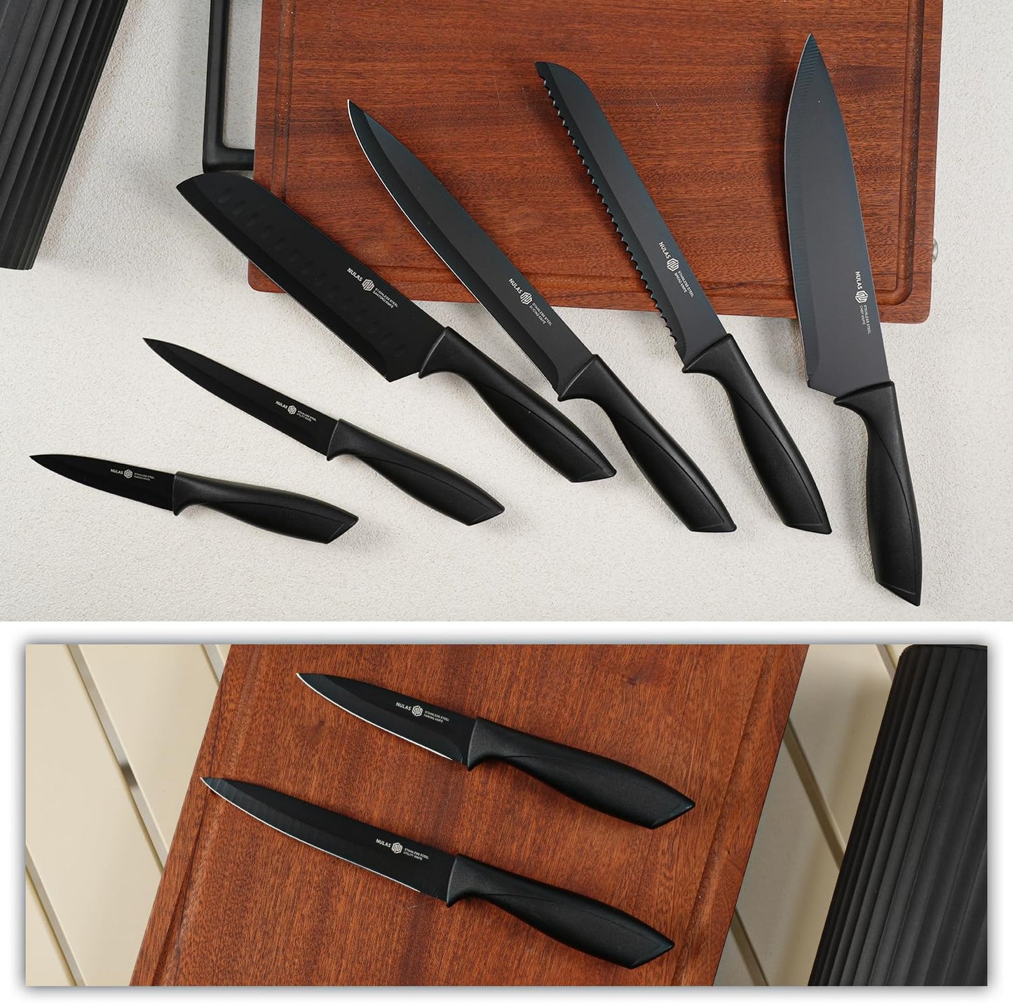 Knife Set, 8-Piece Kitchen Knife Set with Universal Block - Anti-Rust 