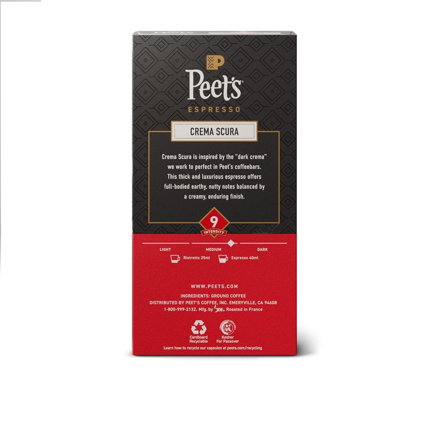 Peet's Coffee, Medium Roast Espresso Capsules, Compatible with Nespresso Original Machine, 100% Arabica Coffee - Crema Scura Intensity 9, 50 Count (5 Boxes of 10 Espresso Capsules)