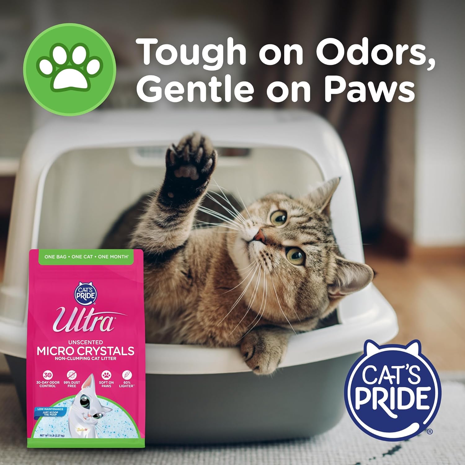 Ultra Micro Crystals Cat Litter - 99.9% Dust Free, Soft on Paws, Fragr