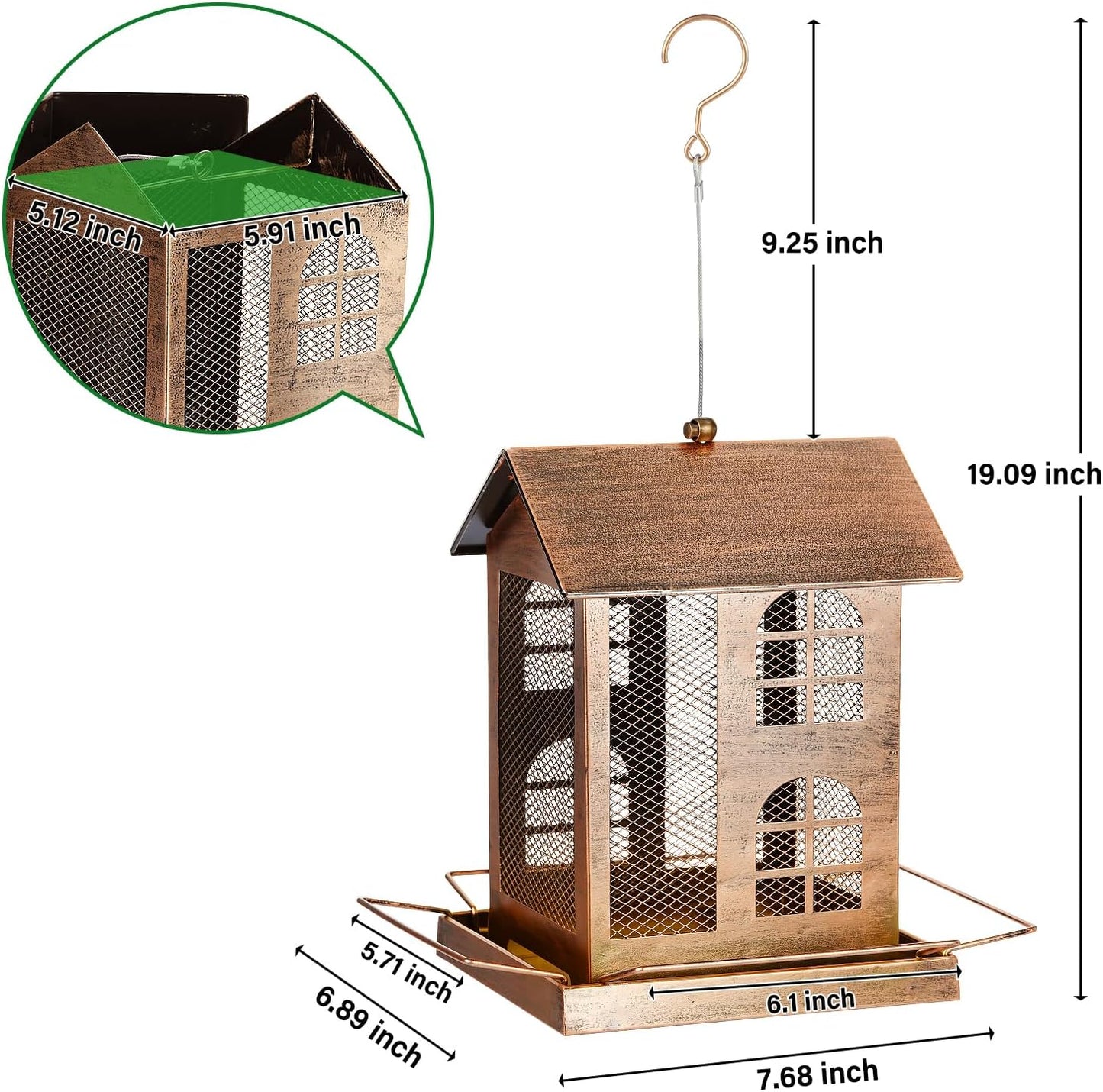 Bird Feeders for Outdoors, Heavy Duty Metal Bird Feeders for Outside H