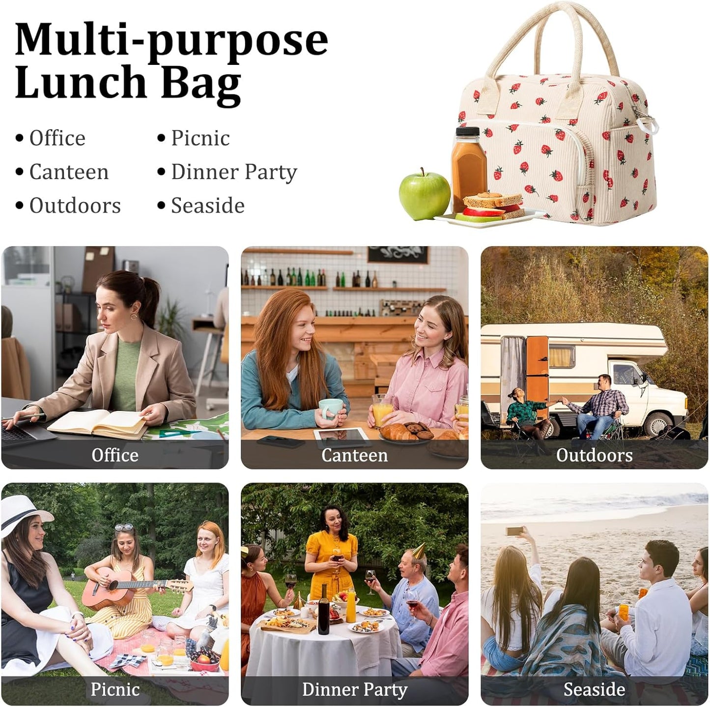 MEXS Insulated Lunch Bag for Women Men Large Reusable Lunch Box Adult 