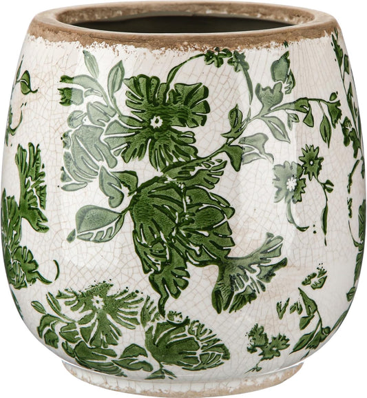 Vintage Ceramic Flower Pot with Ice Crackle Rustic Planter with Drainage Holes for Indoor and Outdoor Decor Home Living Room Garden Decor Gardening Gift(Vintage Green Style)