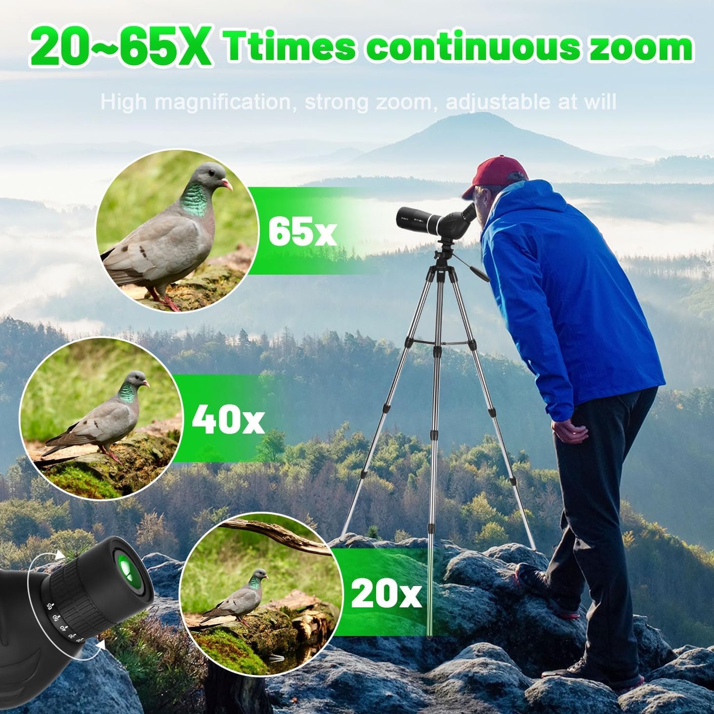 Spotting Scopes,20-65x70 Spotting Scope with Tripod,Phone Adapter and 