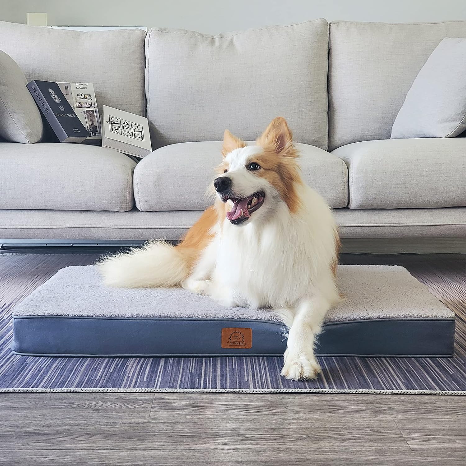 Sunheir Orthopedic Dog Bed for Large Dogs - Big Waterproof Dog Crate B