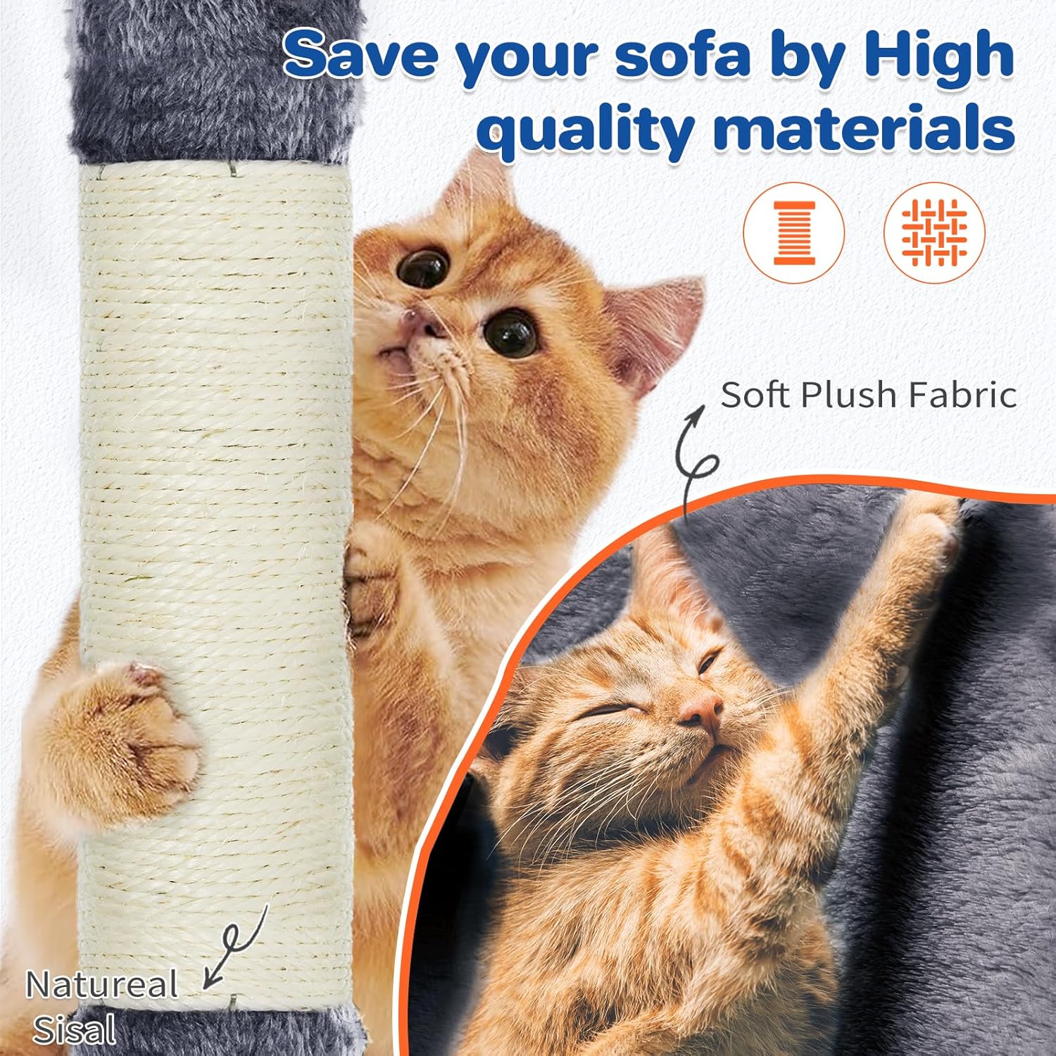 Cat Tree Tower 63in Multi-Level Cat Tower for Indoor Cats with Sisal S