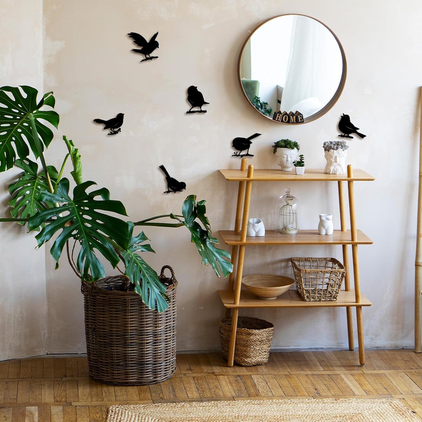 Pigort 6 Pieces Metal Bird Wall Art, Outdoor Fence Wall Art Decor, Hanging Decoration for Garden Yard Living Room Bedroom Patio Balcony