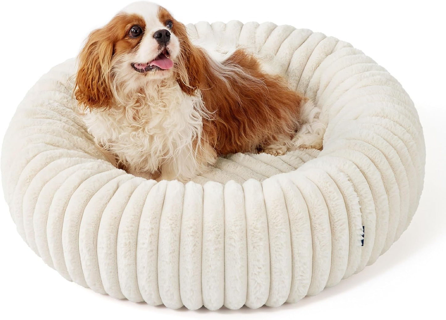 Bedsure ComfyFleece™ Donut Medium Dog Bed - Washable Faux Fur with Cor