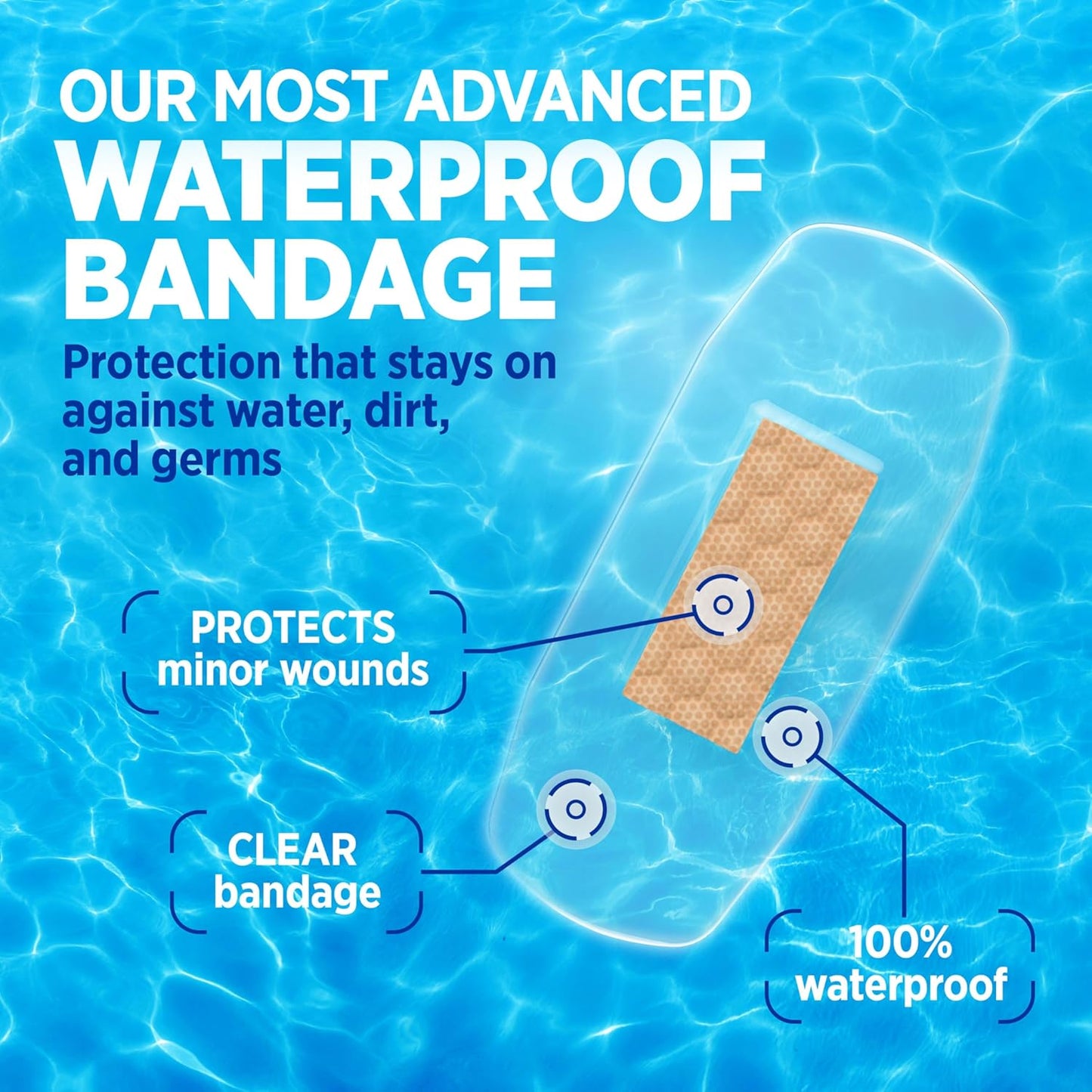 BAND-AID Brand Clear Waterproof Adhesive Bandages, Sterile First-Aid f