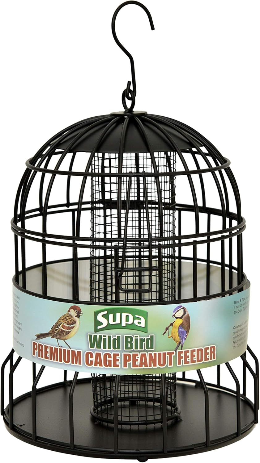 Supa Premium Wild Bird Cage Peanut Feeder, Deters Squirrels and Larger Birds Such As Doves & Pigeons