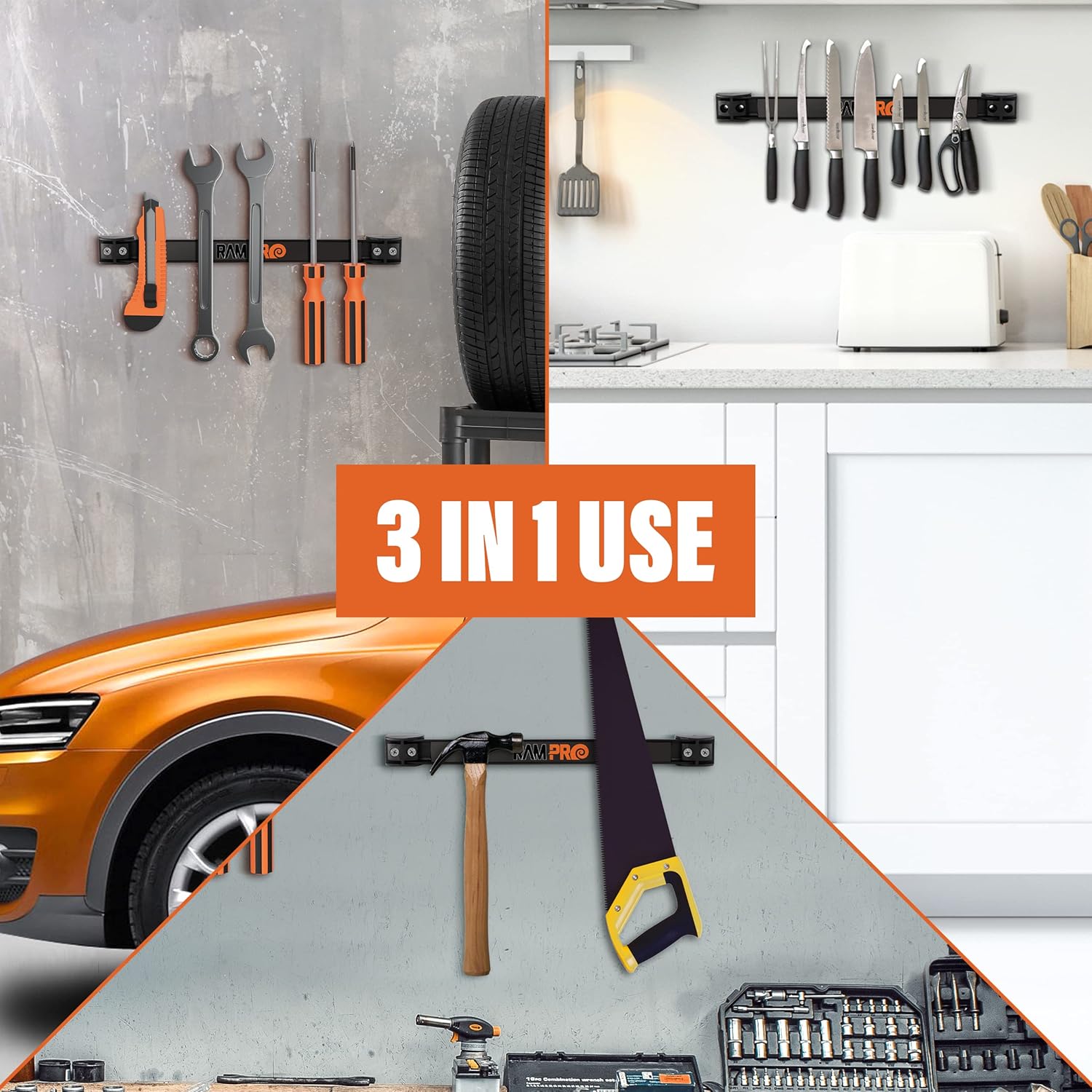 12" Magnetic Tool Holder Strip - A Tool Magnet Bar for Garage Organiza