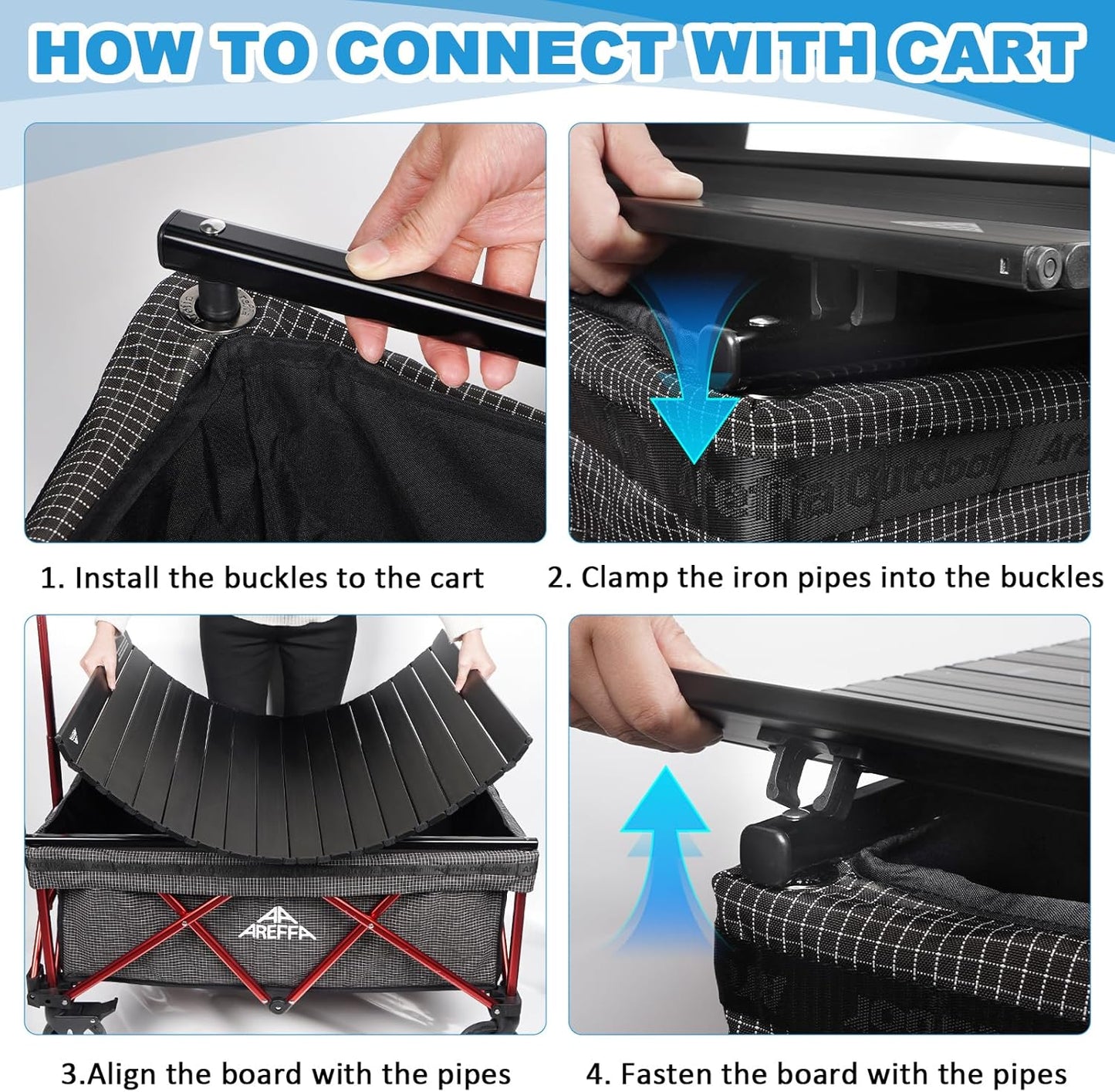 AREFFA Aluminum Alloy Steel Collapsible Board Desktop for Garden Cart,