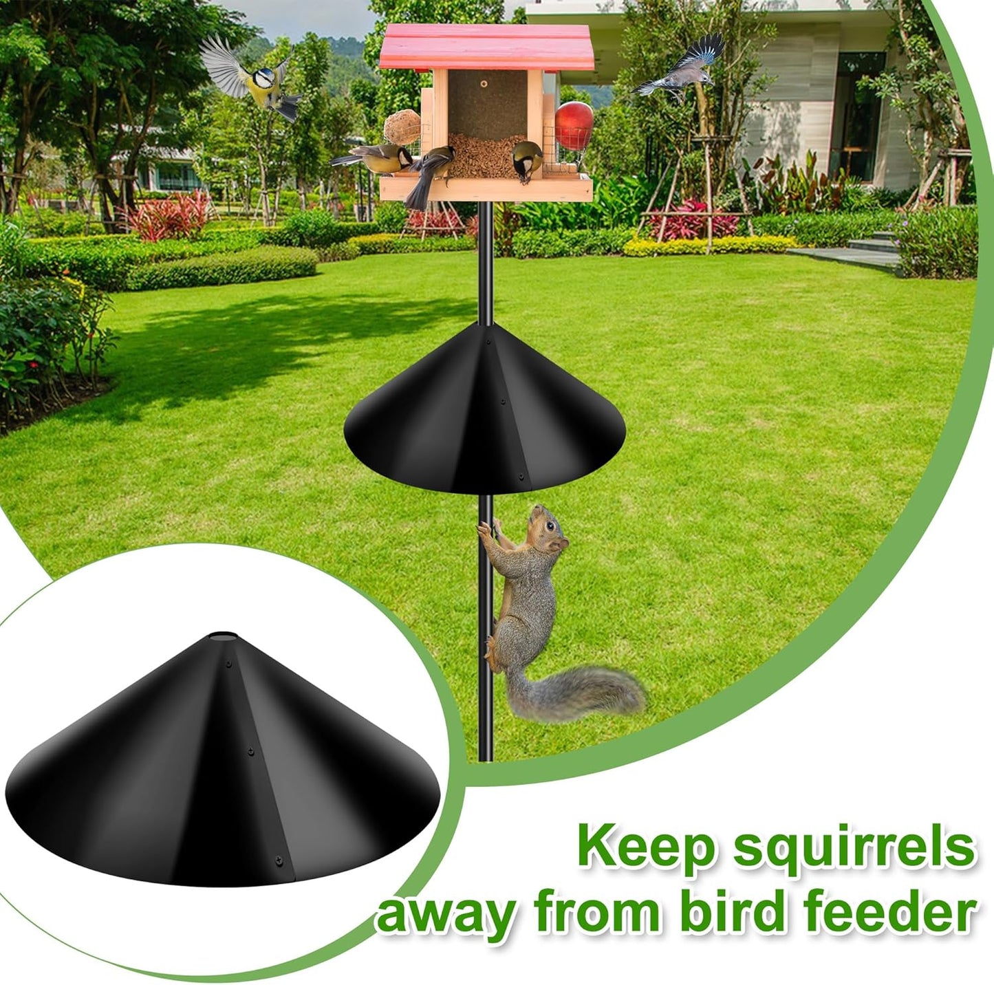 Wide Squirrel Baffle for Bird Feeder Pole,Pole Mount Squirrel Guard Stopper,Against Climbing Squirrels,16 Inch Diameter,1 Pack
