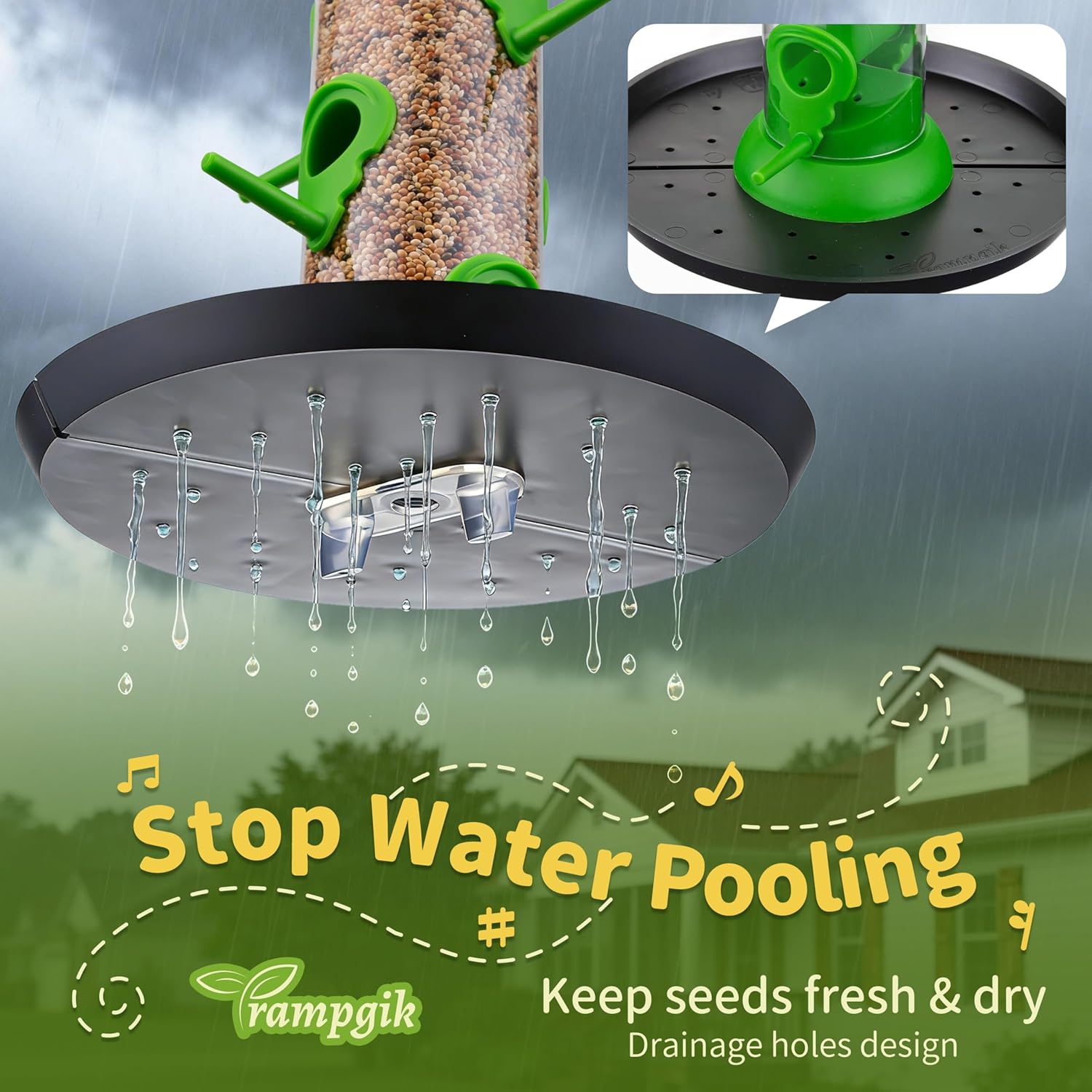 Bird Feeders for Outdoors Seed Catcher,6 Port Wild Bird Feeders with T