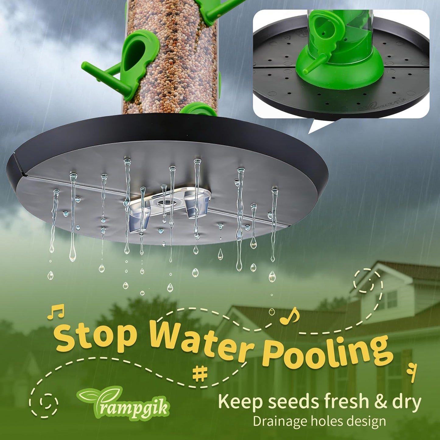Bird Feeders for Outdoors Seed Catcher,6 Port Wild Bird Feeders with T