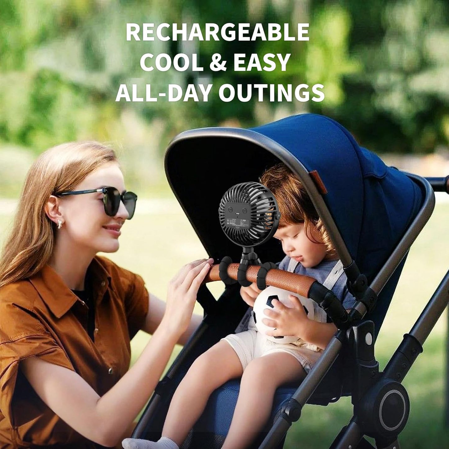 AMACOOL Battery Operated Stroller Fan, Baby Travel Essentials for Beac