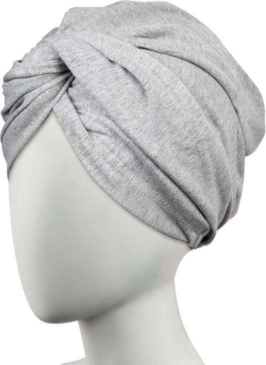 Conair Cotton Hair Towel Wrap & Twist for Women, Fast Drying Ultra-Absorbent Hair Plop for All Types and Lengths, Turban-Style Cotton Towel Helps Maintain Natural Curl Style, Gray