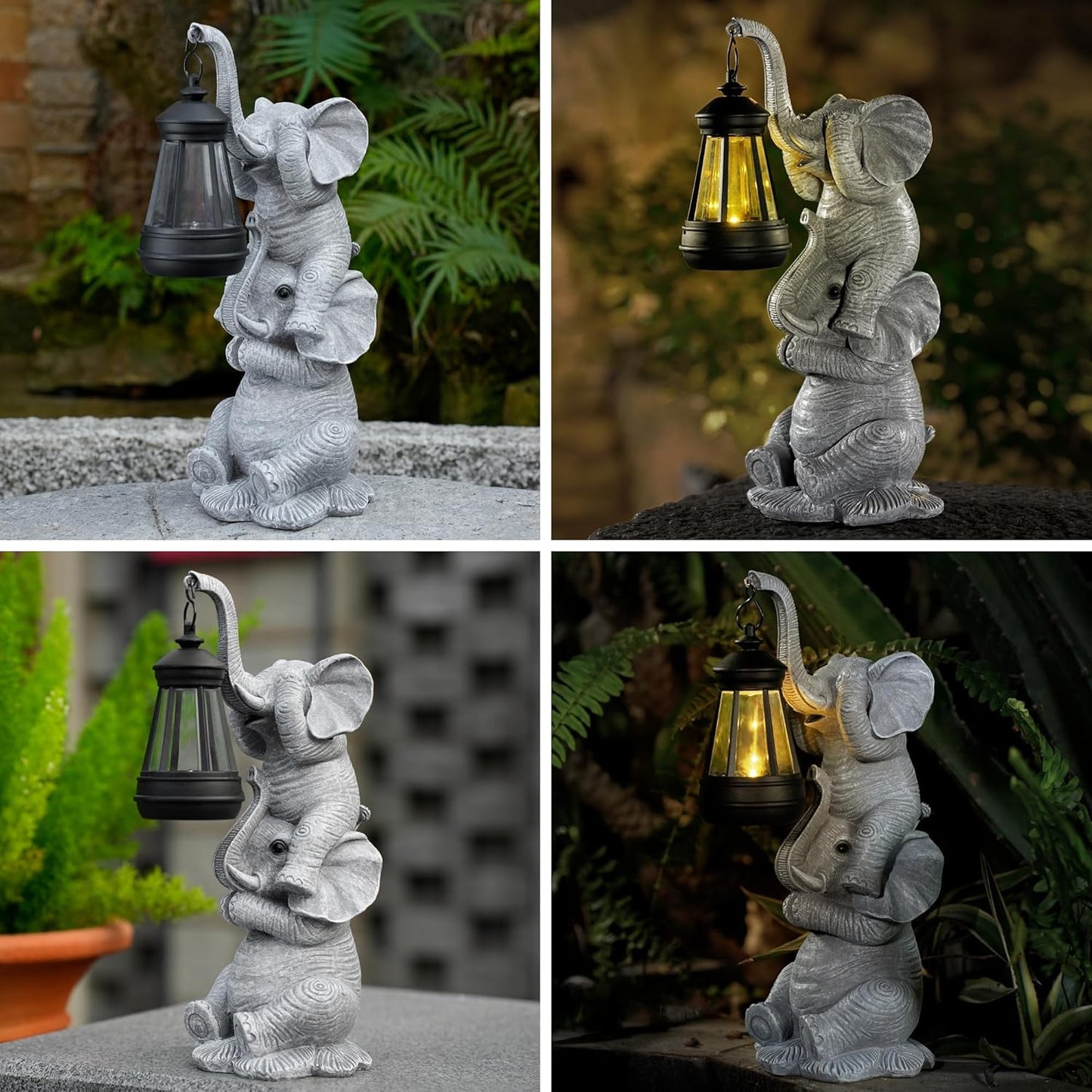 Solar Elephant Garden Statue with LED Lights - Waterproof Outdoor Decor for Patio, Yard, Balcony - Unique Elephant Gifts for Women, Mom, Grandma - Birthday, Mother’s Day, Housewarming Gift
