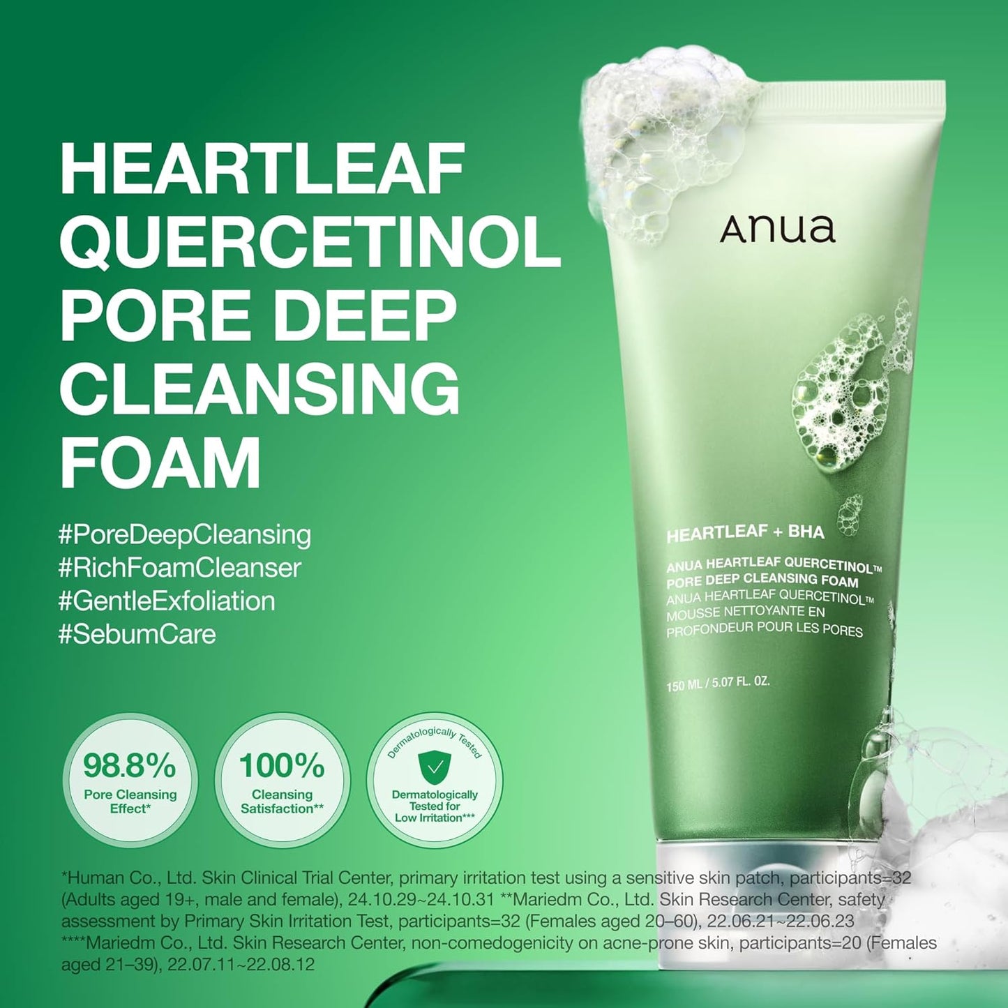 Anua Heartleaf Quercetinol Pore Deep Cleansing Foam, Face wash for Por