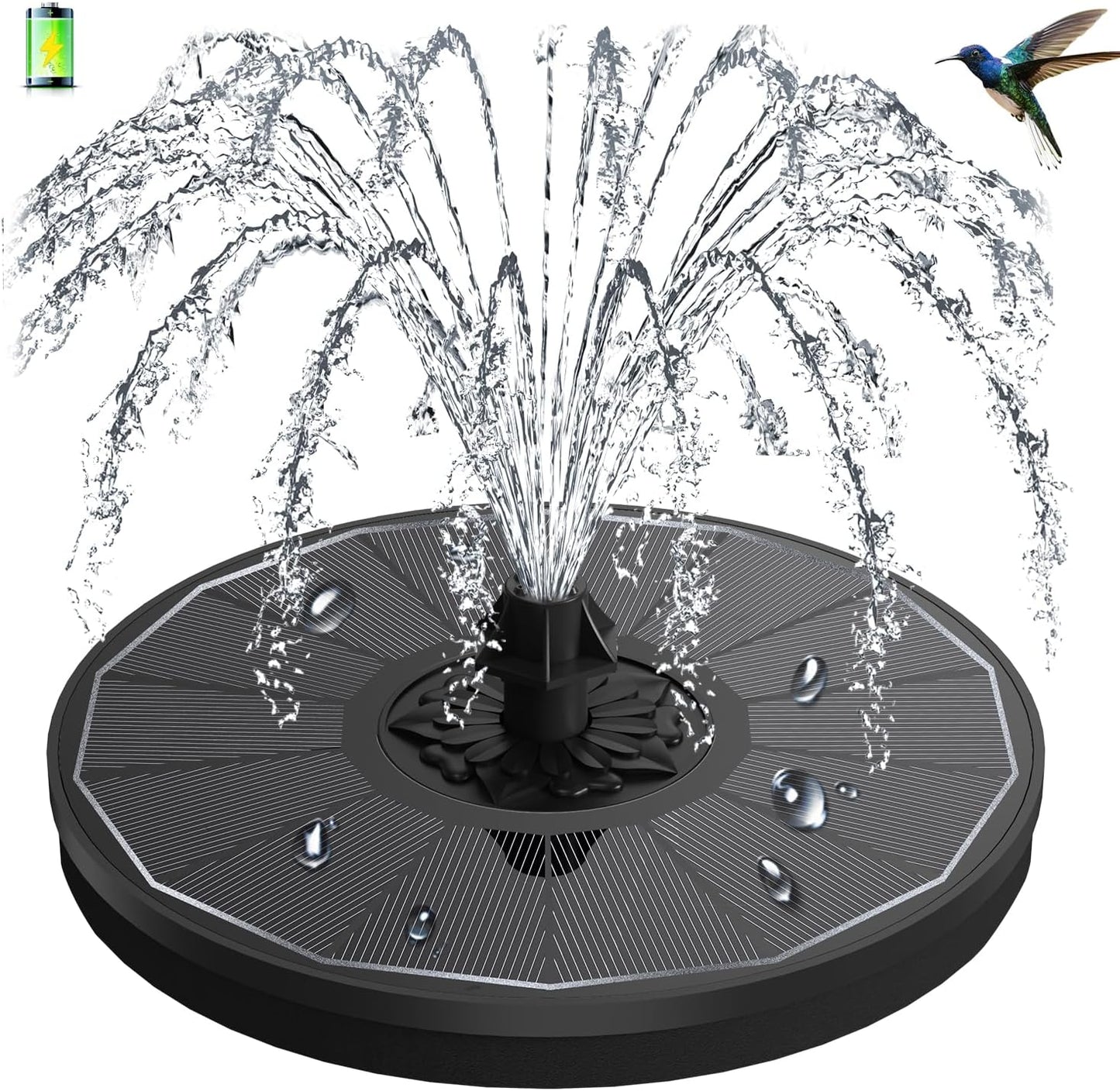 3.5W Solar Fountain with 2000mAh Battery - Work On Cloudy Days - Upgra