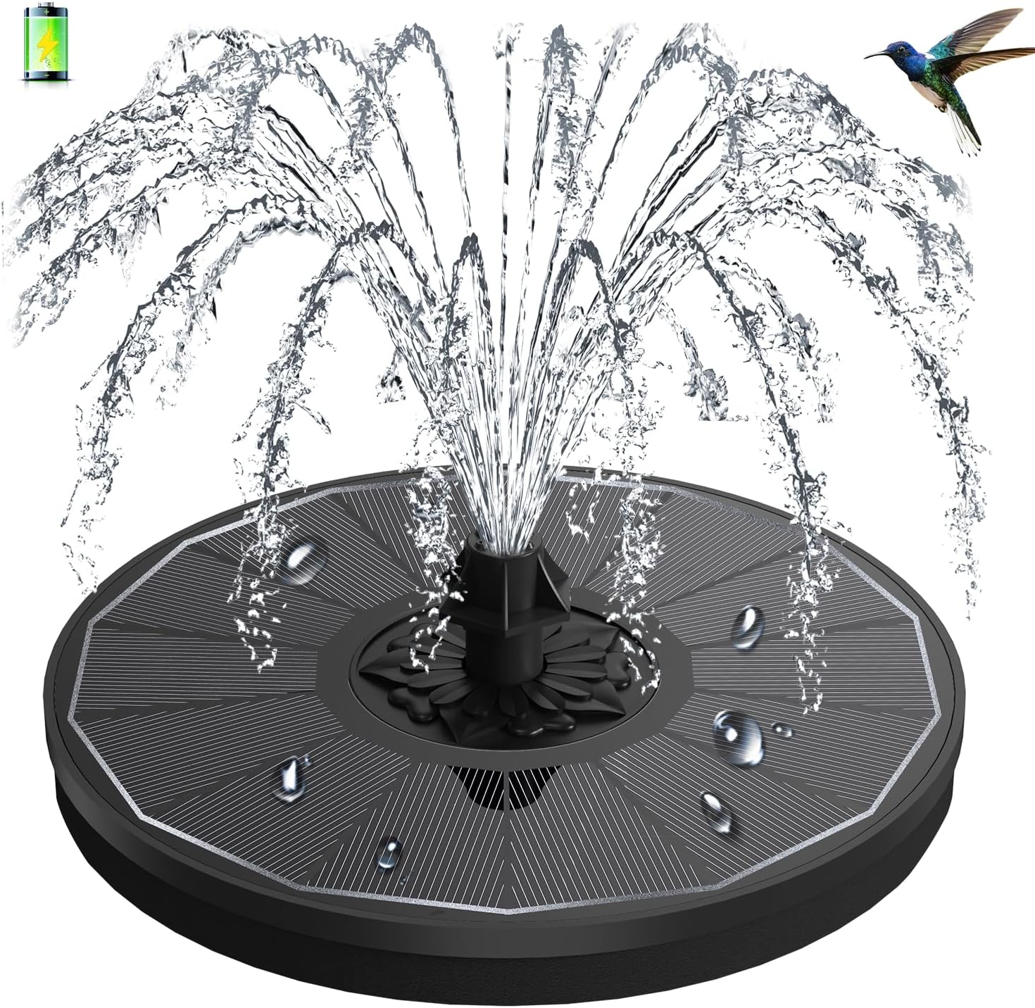 3.5W Solar Fountain with 2000mAh Battery - Work On Cloudy Days - Upgra
