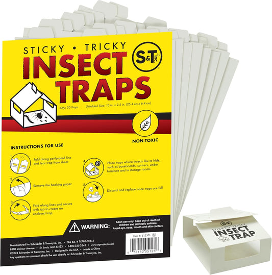 S&T INC. Insect Traps, 30 Count, Glue Traps for Brown Recluse, Hobo Sp