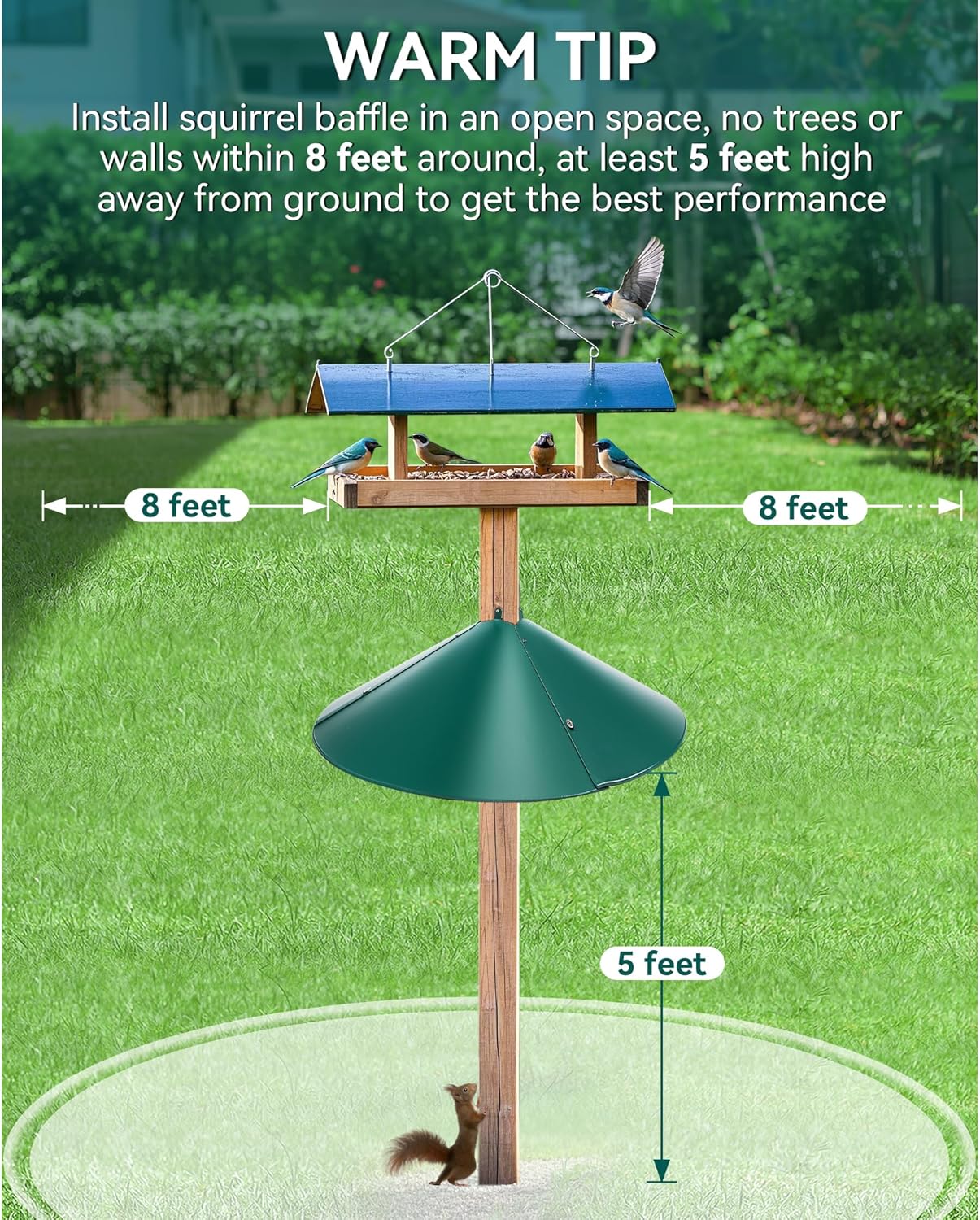 Qualirey 1 Pack 21.5 Inch Metal Squirrel Proof Baffle for 4 x 4 Posts Wrap Around Guard for Bird Feeder Pole to Deter Squirrels (Green)