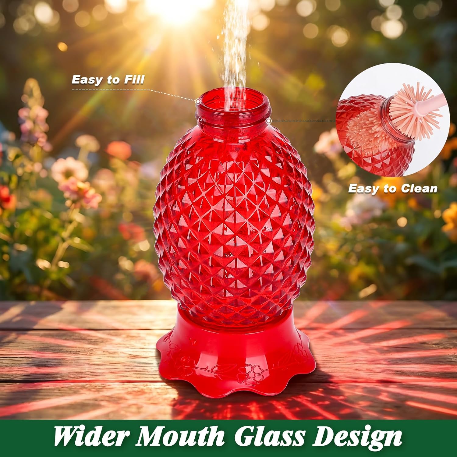 Glass Hummingbird Feeders for Outdoors Hanging Ant and Bee Proof 16OZ 