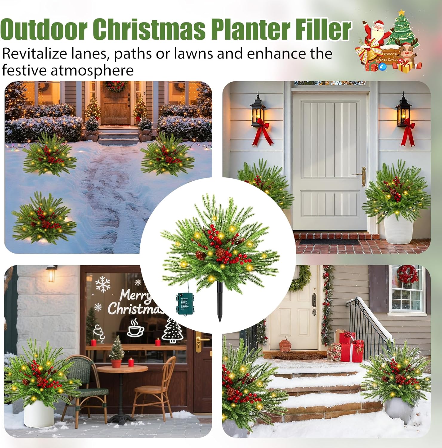 2 Pack 24" Artificial Norfolk Pine Christmas Tree Urn Filler with Ligh